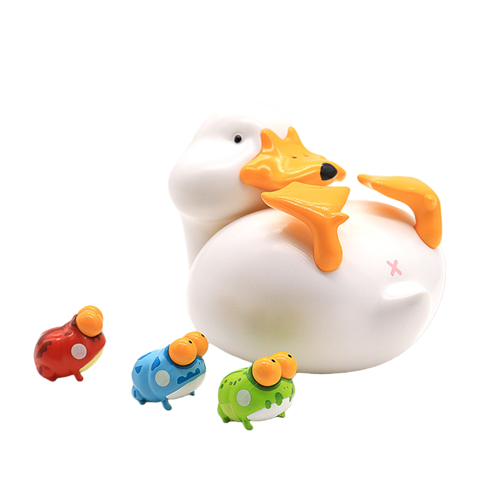 PVC Animal Sculptures Duck and Three Frogs Model Decor