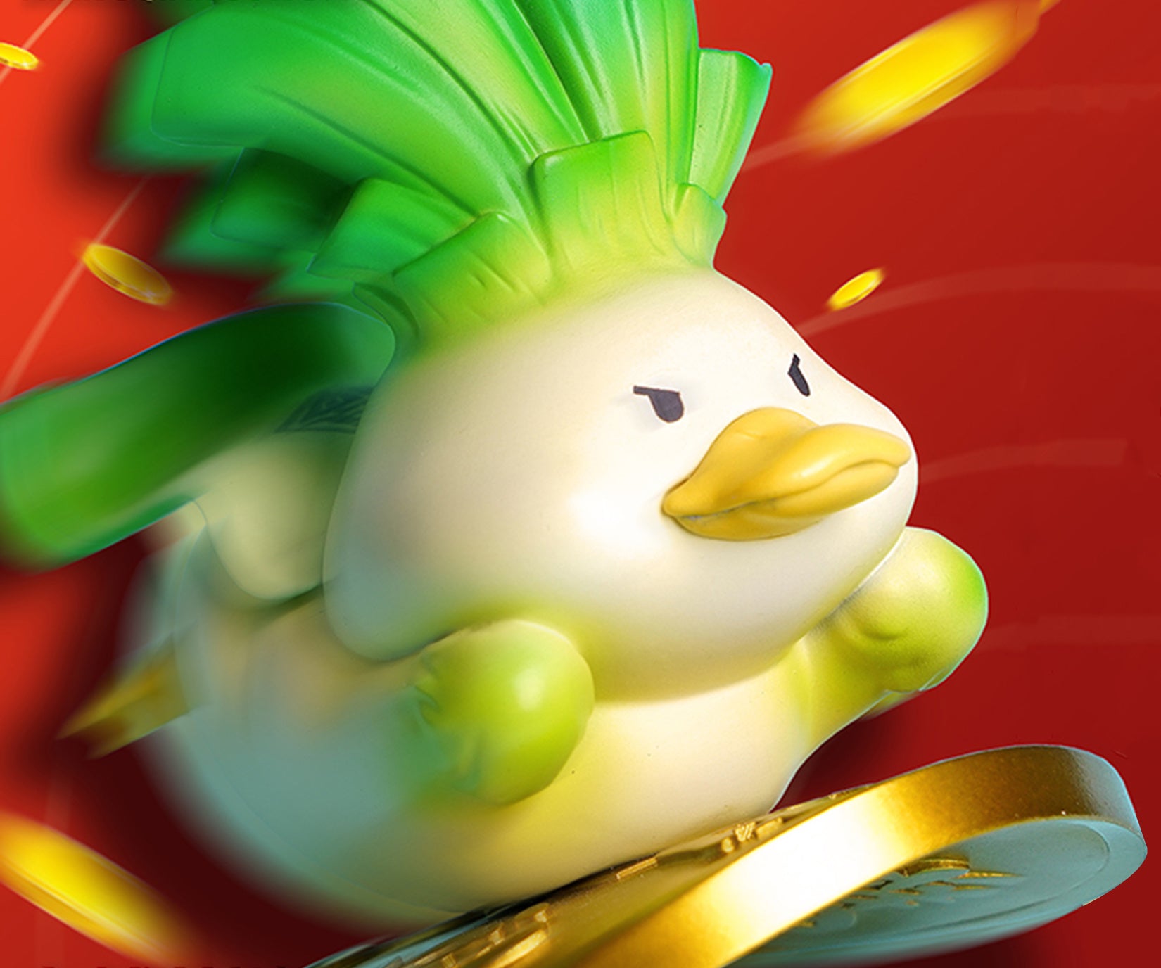 Figurine de canard porte-bonheur en résine