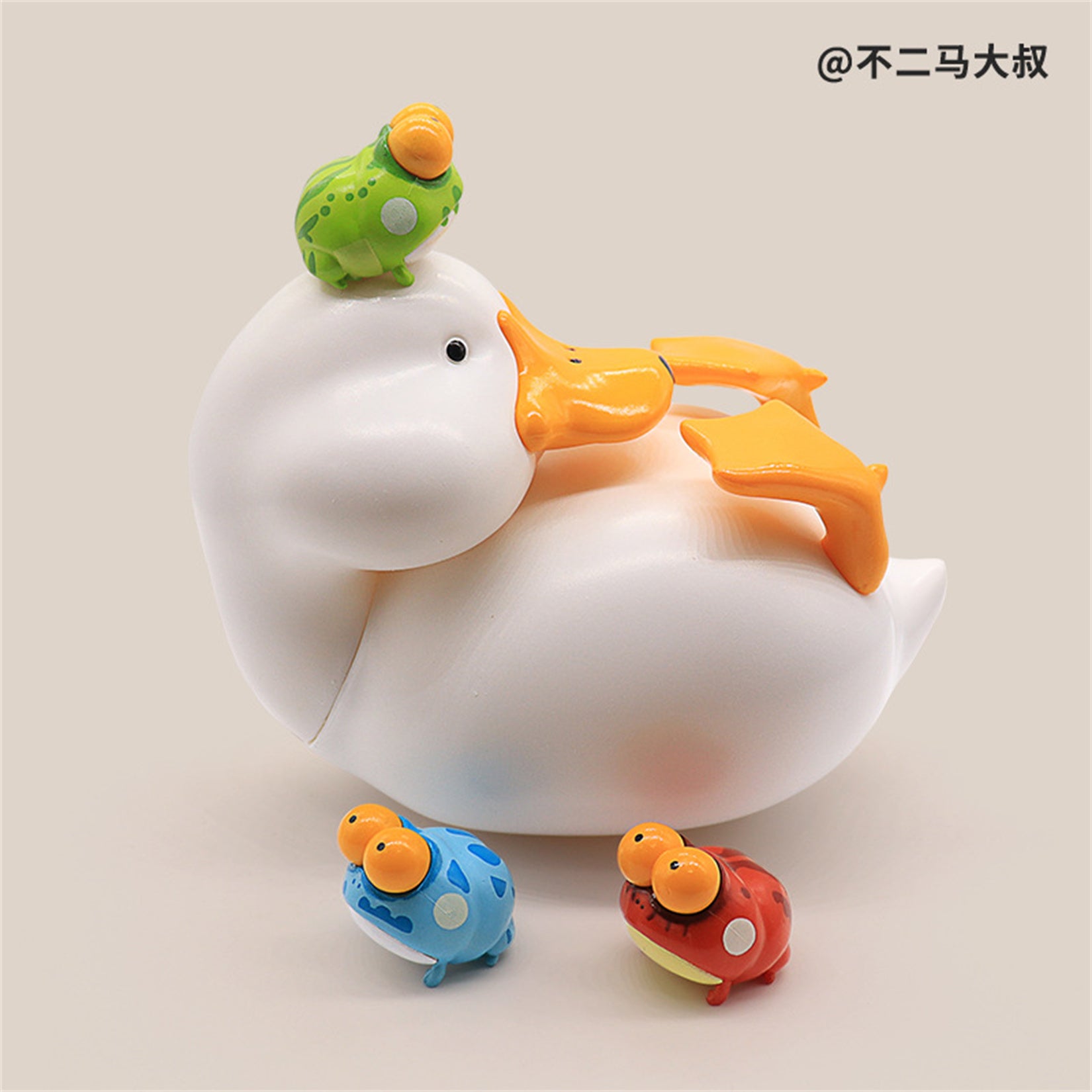 PVC Animal Sculptures Duck and Three Frogs Model Decor