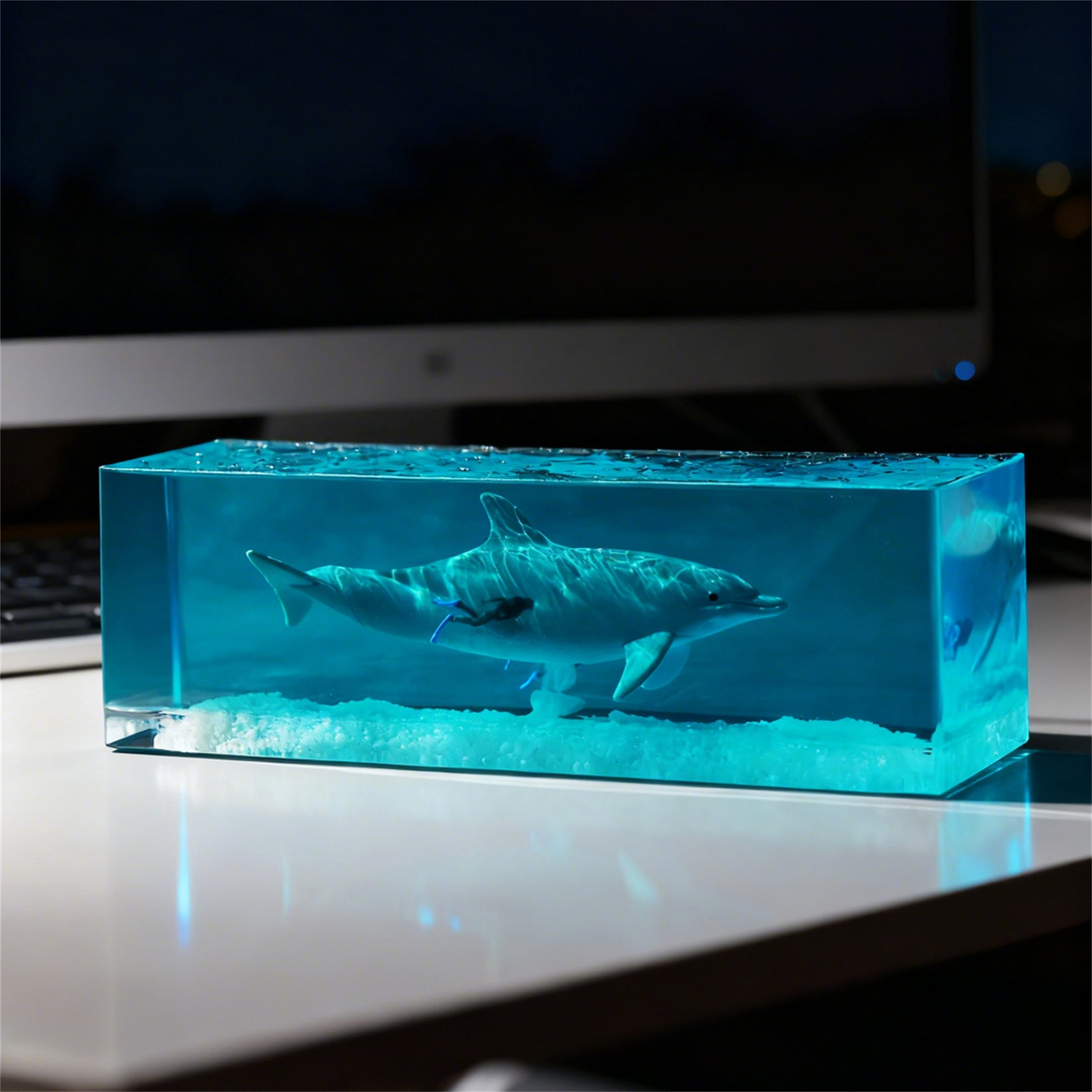 Blue Whale Megalodon Dolphin Resin Figurine