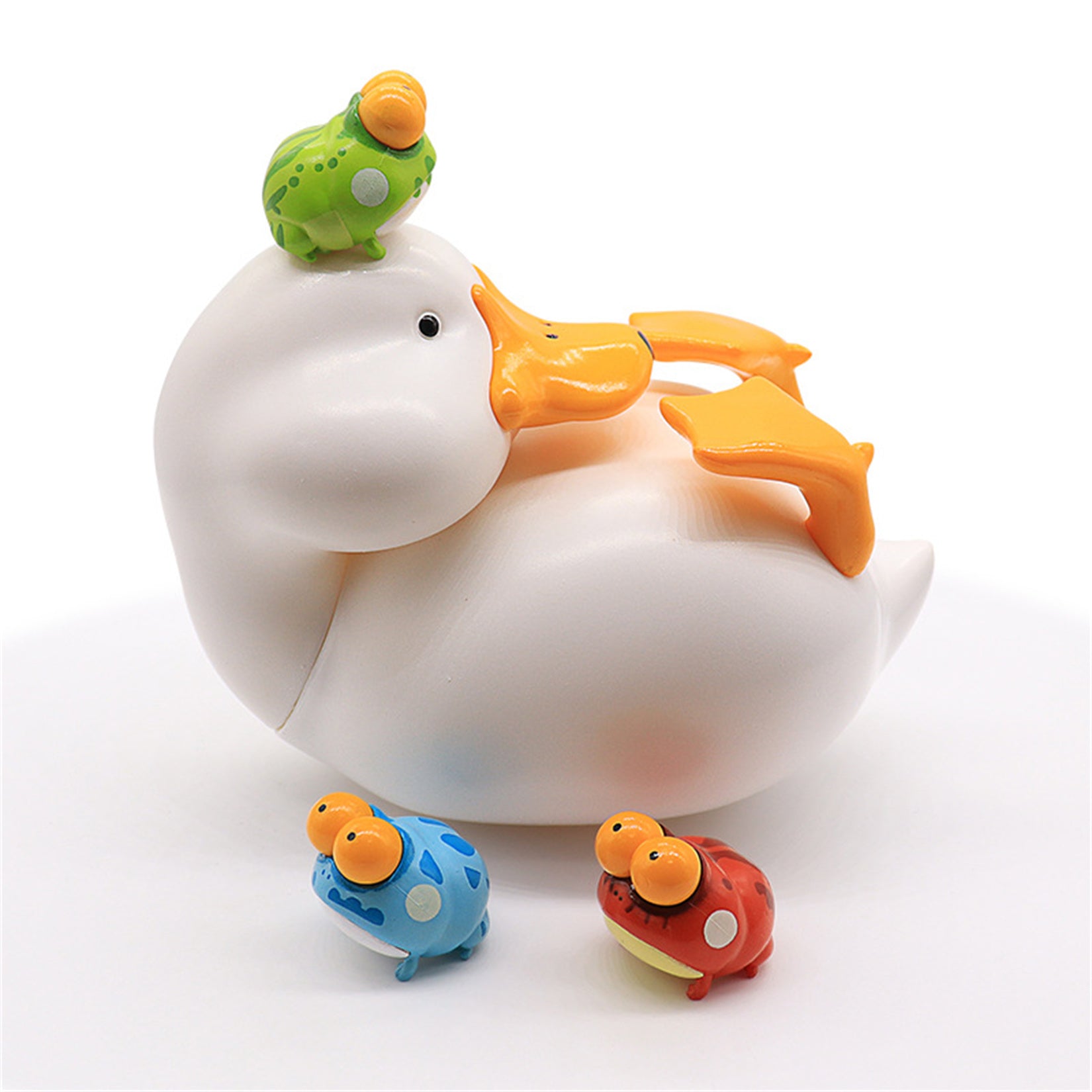 PVC Animal Sculptures Duck and Three Frogs Model Decor