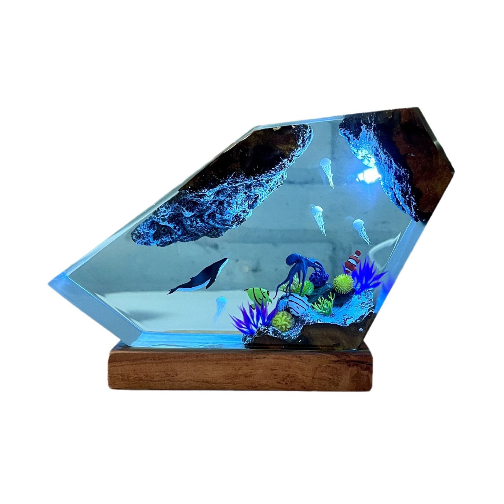 Humpback Whale and Jellyfish Ocean Resin Night Light