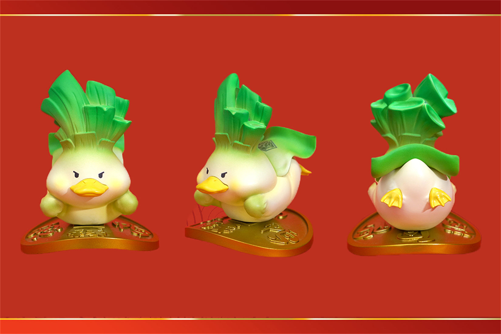 Figurine de canard porte-bonheur en résine