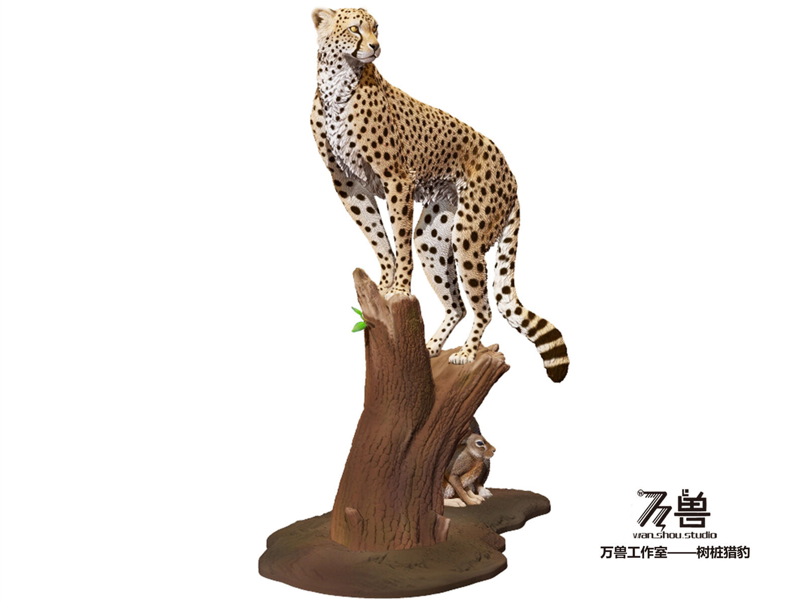 WANSHOU Hunting Leopard Scene Statue
