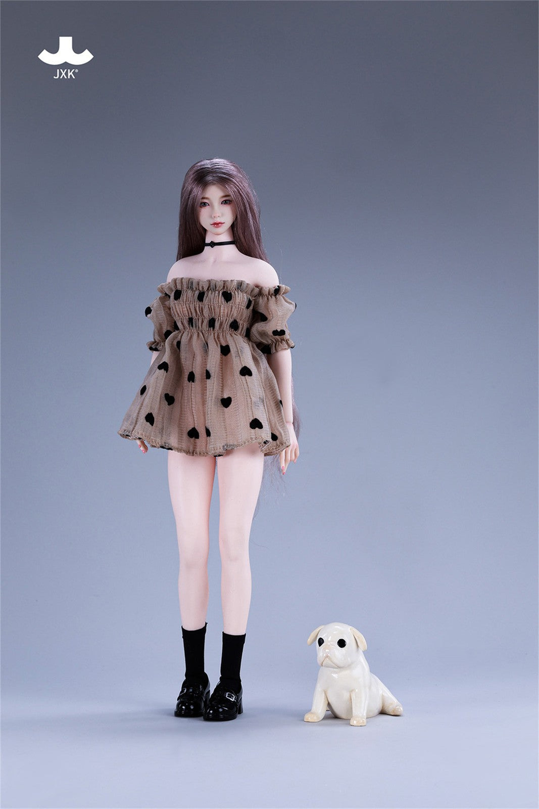 JXK 1/6 Scale Ghost Frenchie French Bulldog Figure