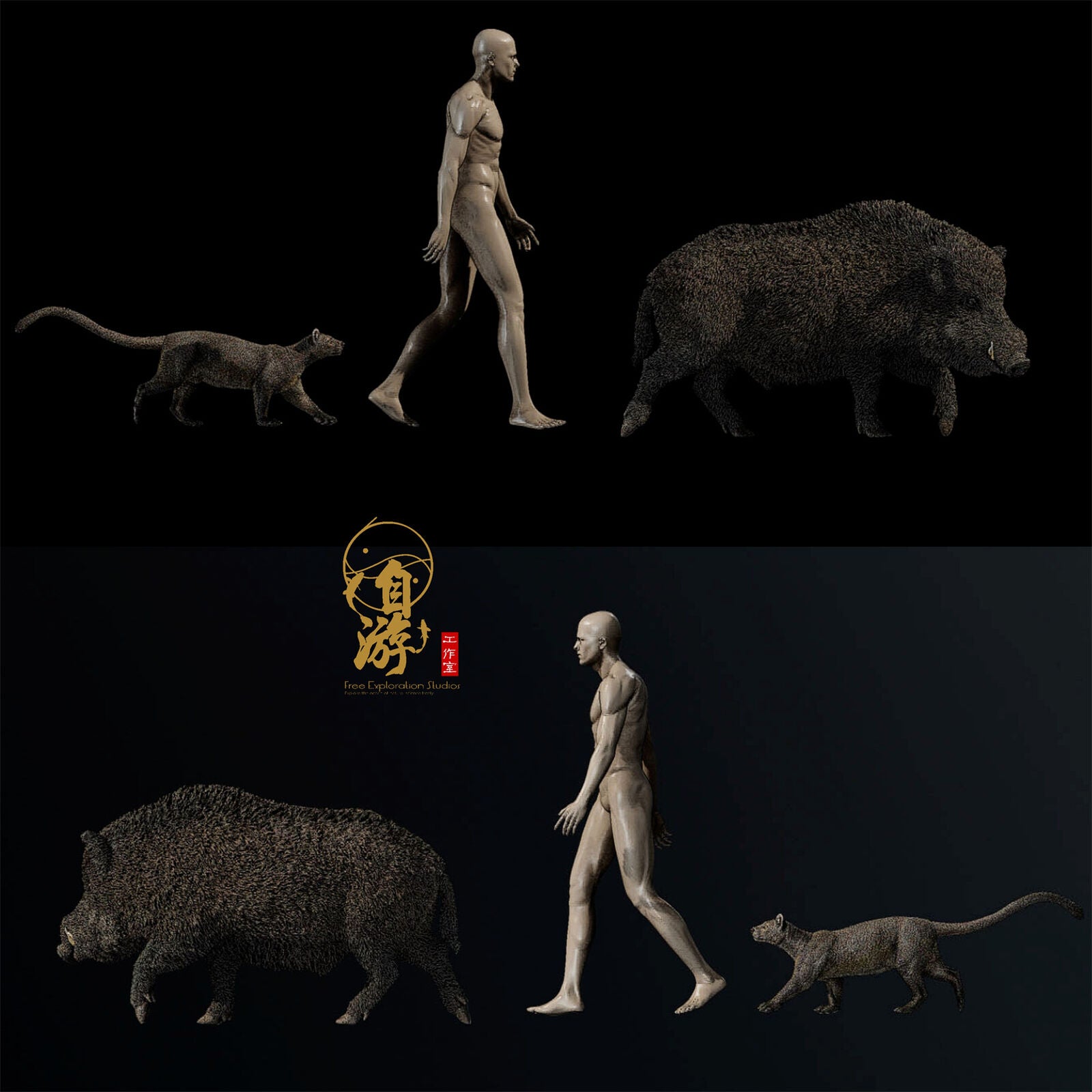 Free Exploration Wild Boar Model
