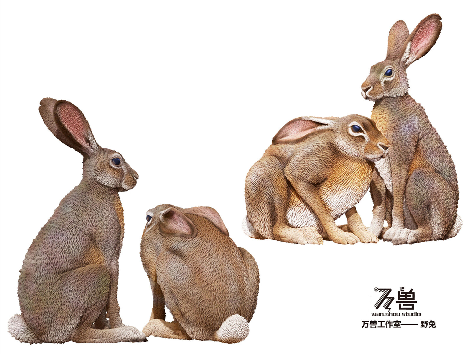 WANSHOU Hunting Leopard Scene Statue