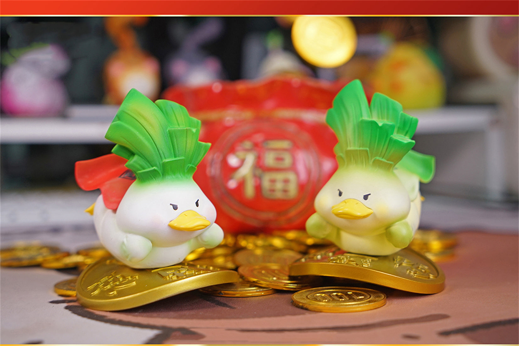 Figurine de canard porte-bonheur en résine