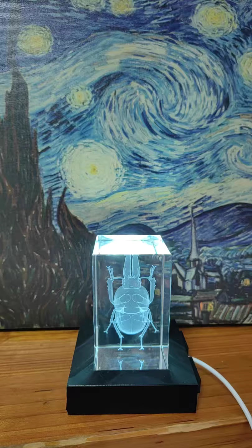 USB Crystal Lamp Base with Tri-Color Light