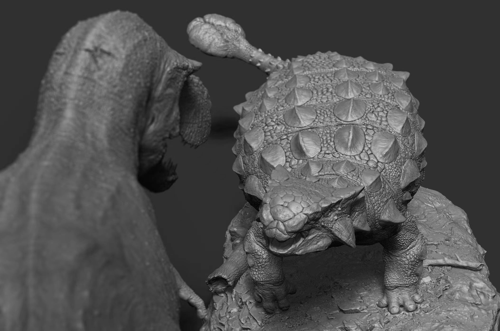 SHOWANNA 1:18 Scale Tyrannosaurus Rex VS Ankylosaurus SCENE STATUE