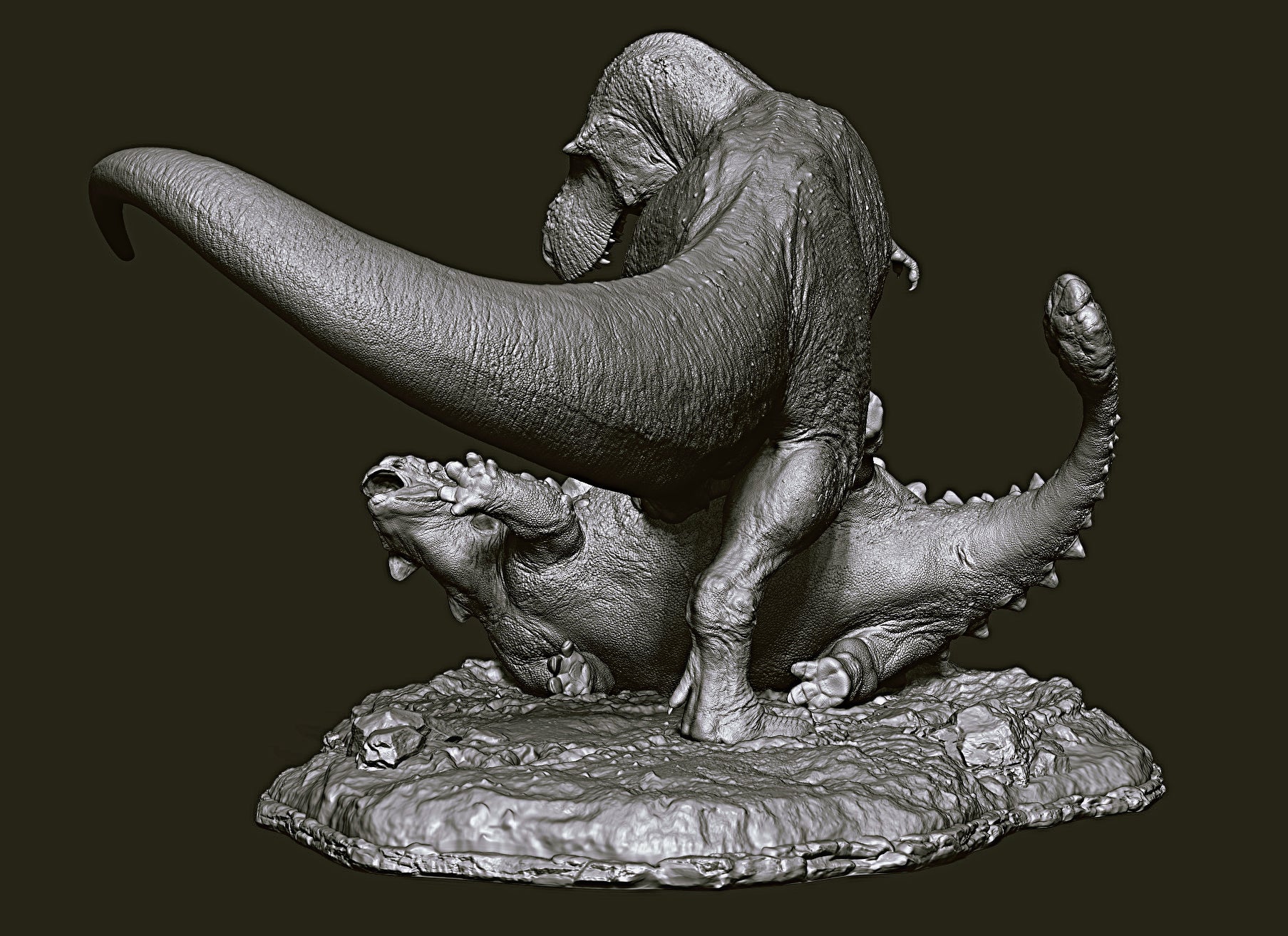 SHOWANNA 1:15 Scale Tyrannosaurus Rex VS Ankylosaurus SCENE STATUE