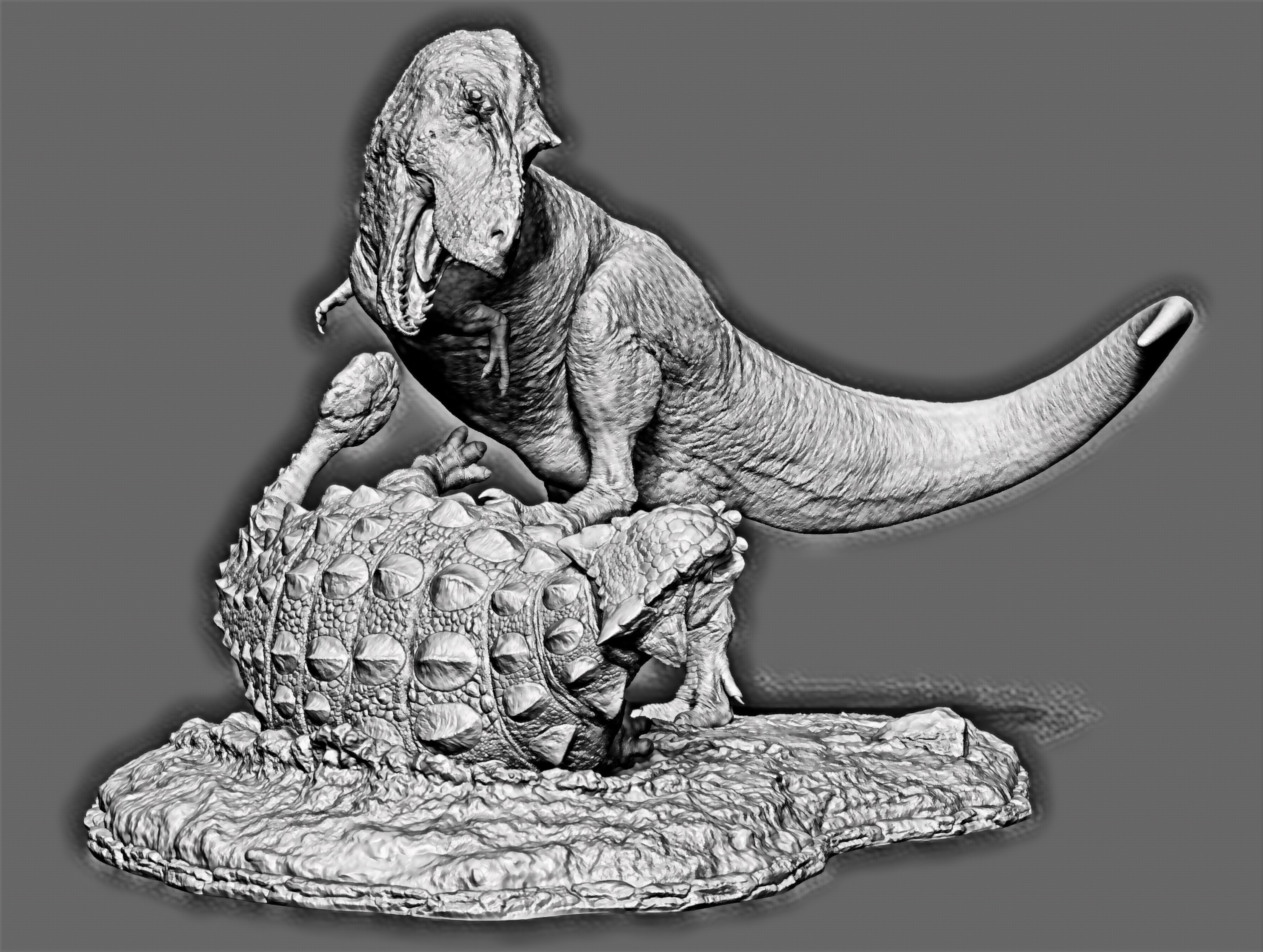 SHOWANNA 1:15 Scale Tyrannosaurus Rex VS Ankylosaurus SCENE STATUE