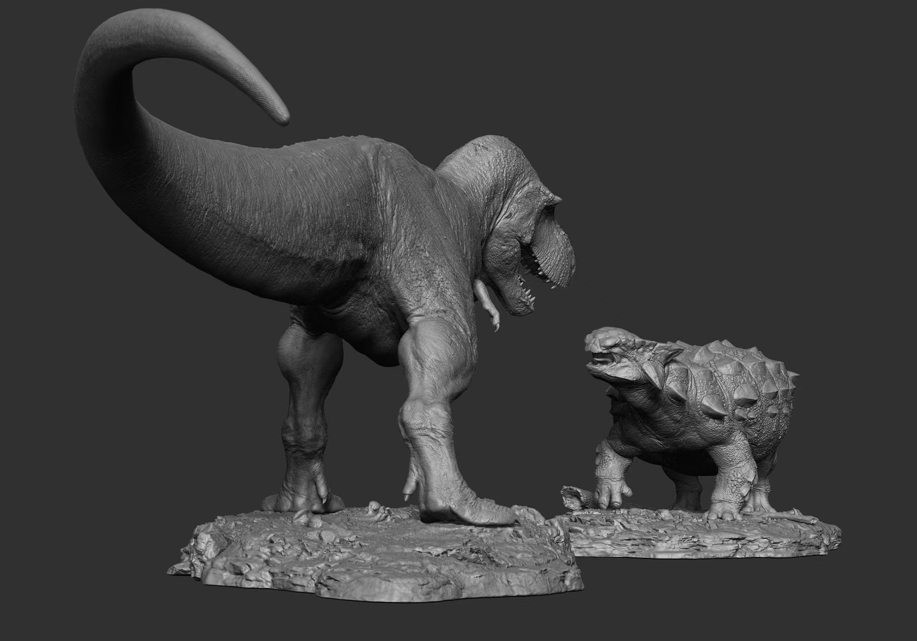 SHOWANNA 1:18 Scale Tyrannosaurus Rex VS Ankylosaurus SCENE STATUE
