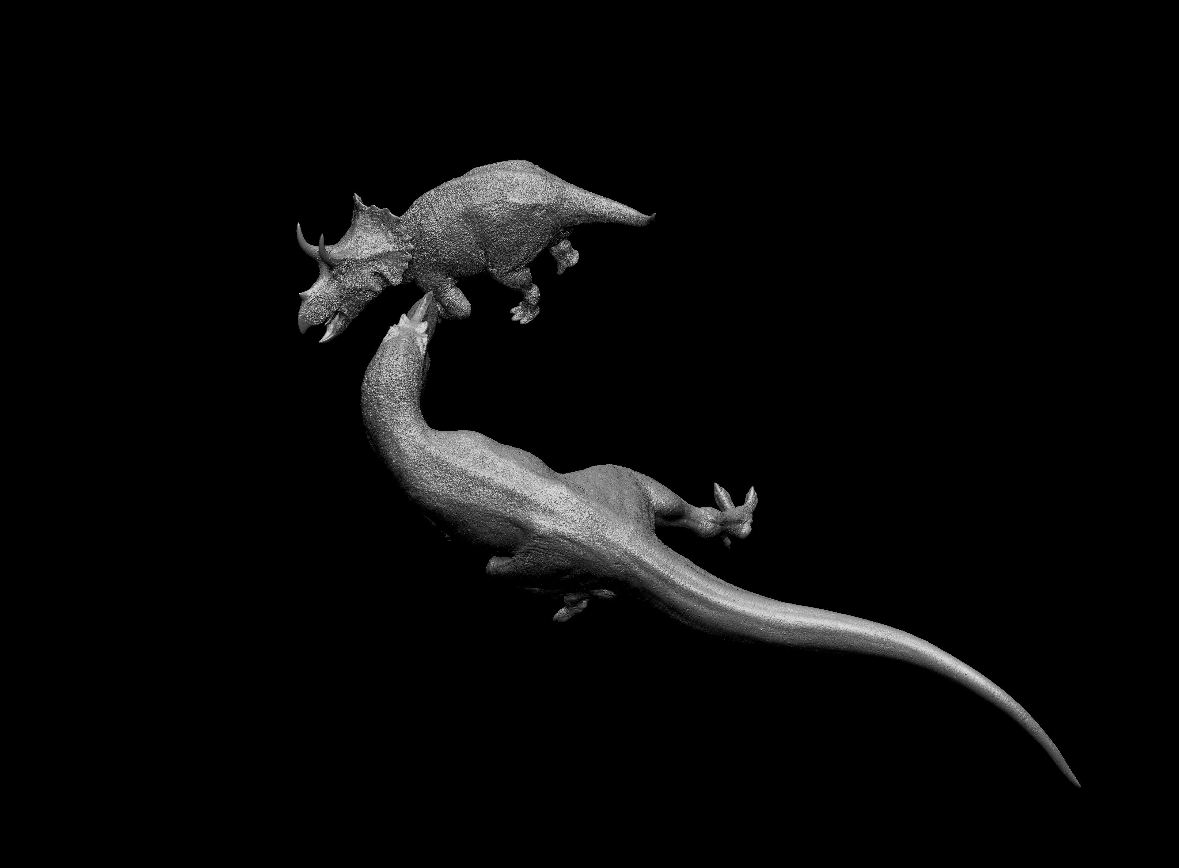 SHOWANNA 1:18 Scale Albertosaurus Eotriceratops Baby Statue