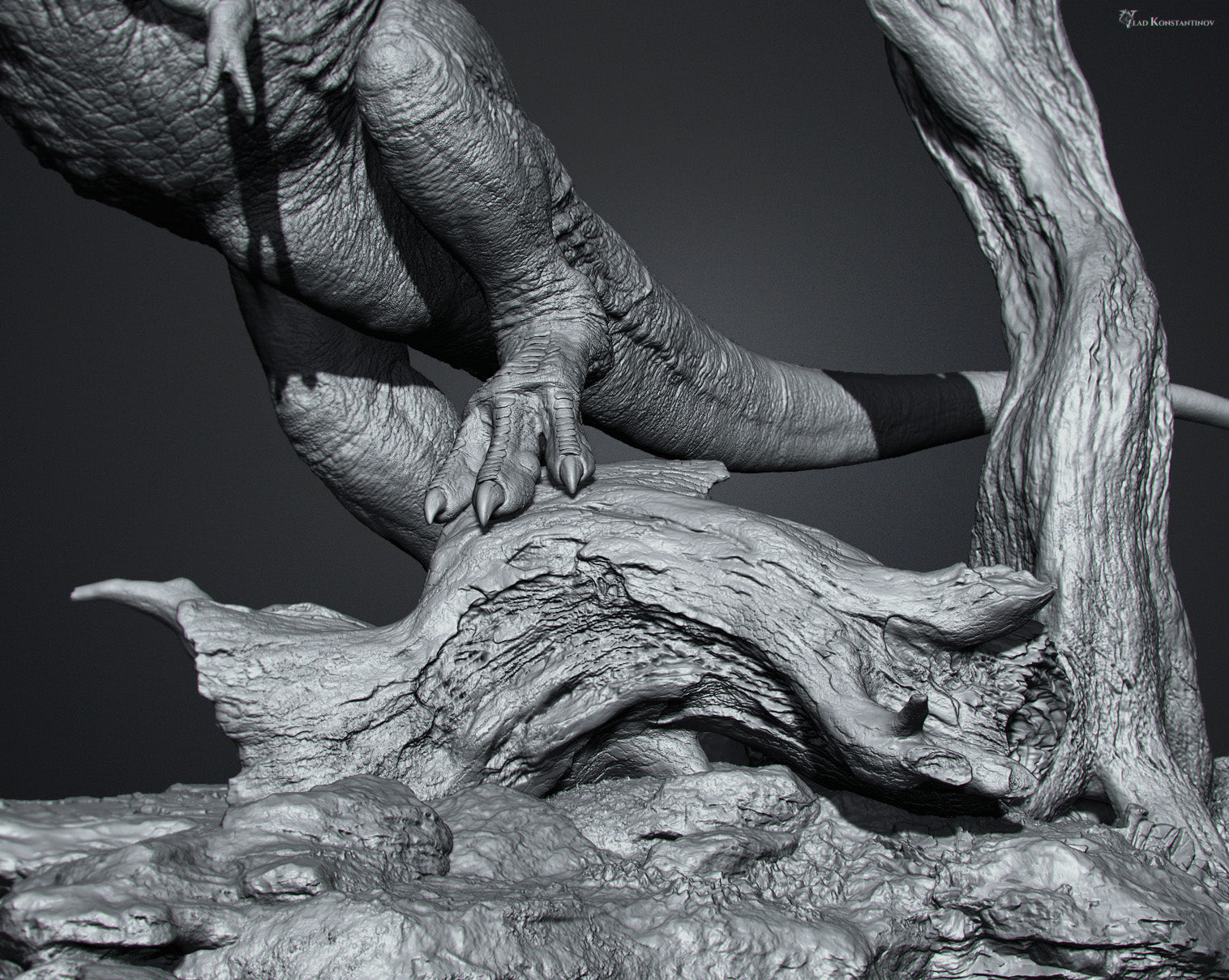 Ashine Alliance Tyrannosaurus Acheroraptor Scene Statue