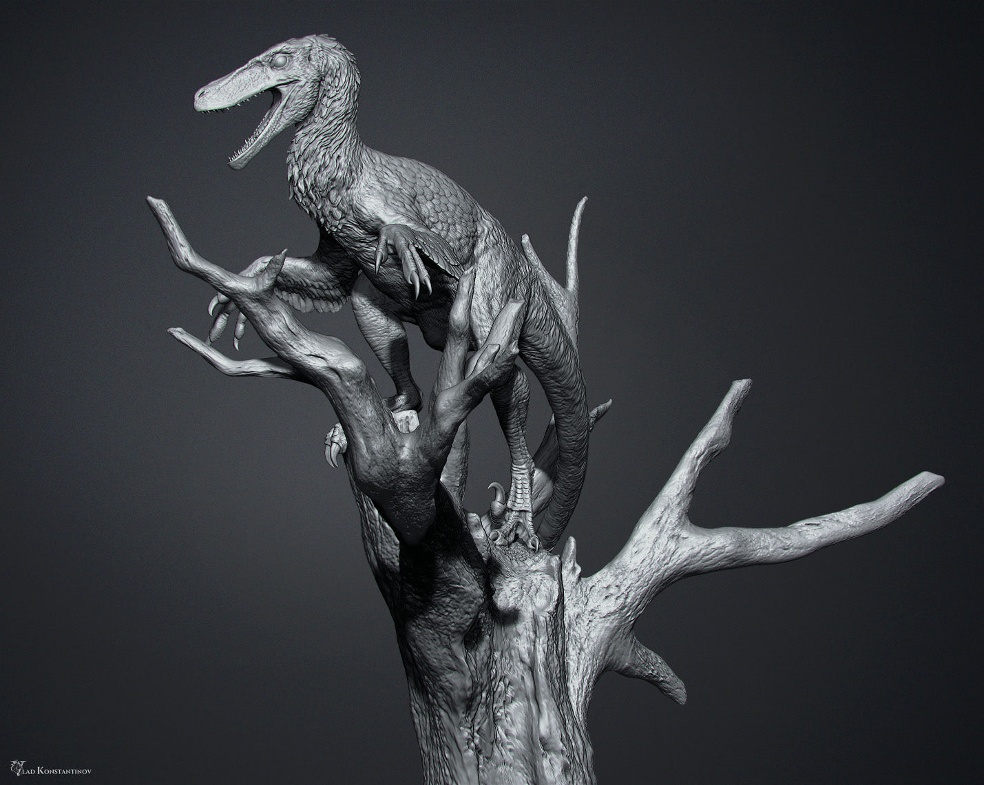 Ashine Alliance Tyrannosaurus Acheroraptor Scene Statue