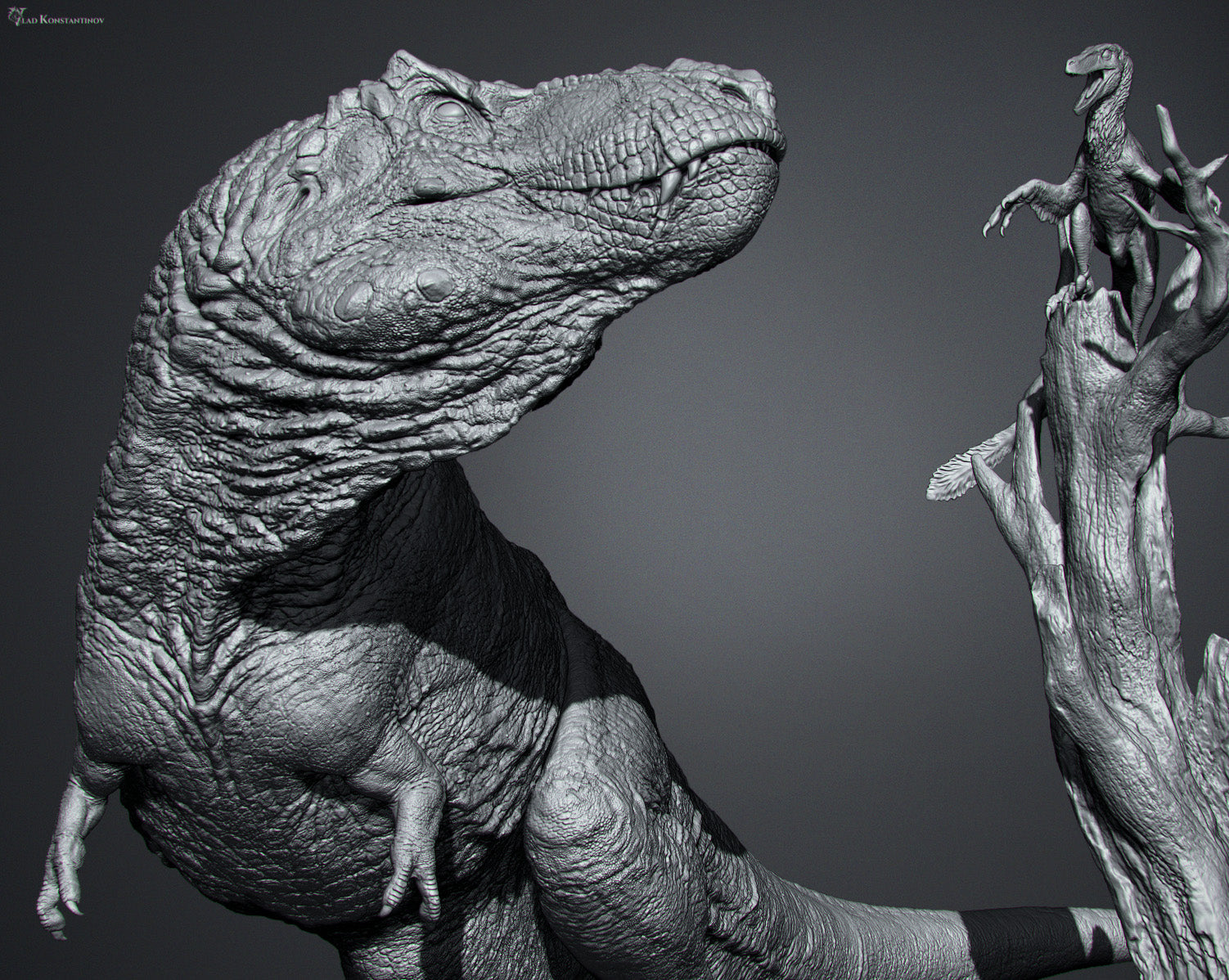 Ashine Alliance Tyrannosaurus Acheroraptor Scene Statue