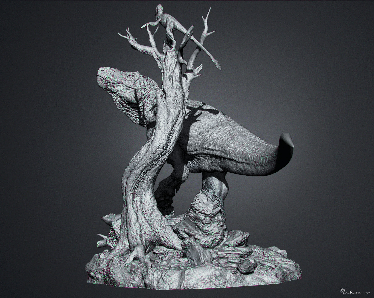 Ashine Alliance Tyrannosaurus Acheroraptor Scene Statue