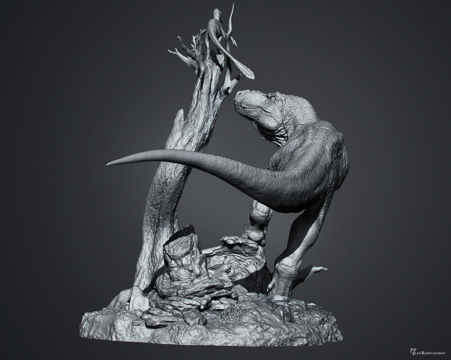 Ashine Alliance Tyrannosaurus Acheroraptor Scene Statue