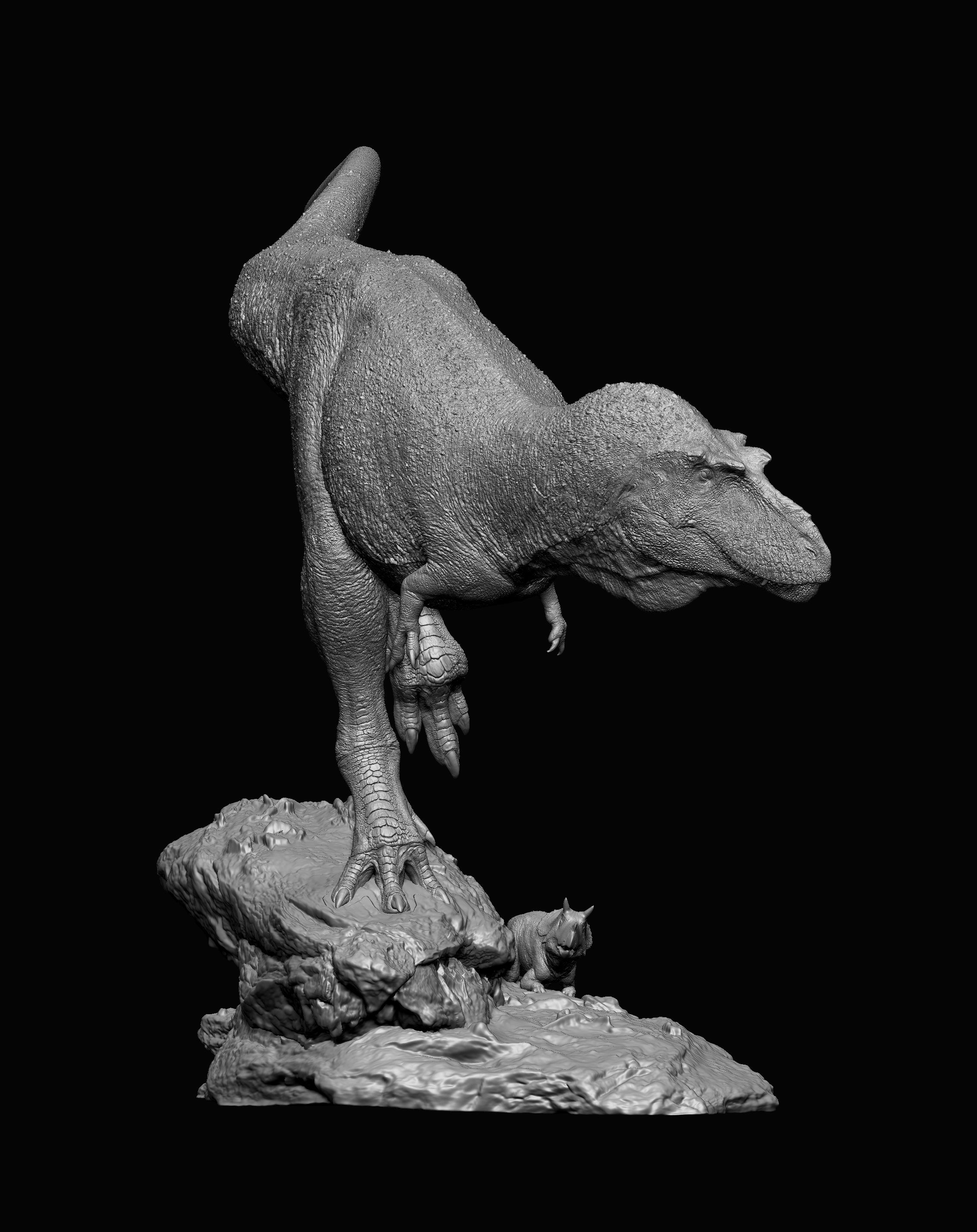 SHOWANNA 1/35 Scale Albertosaurus Juvenile Eotriceratops Model