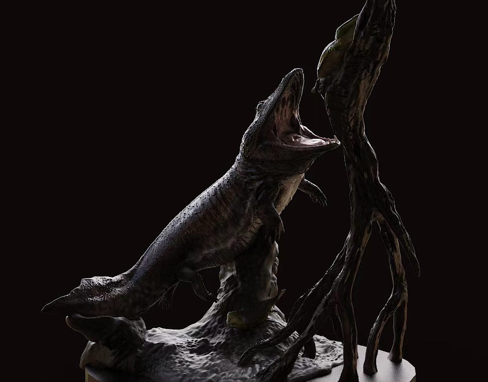 Gold Ankh Studio Mastodonsaurus Gerrothorax Scene Model