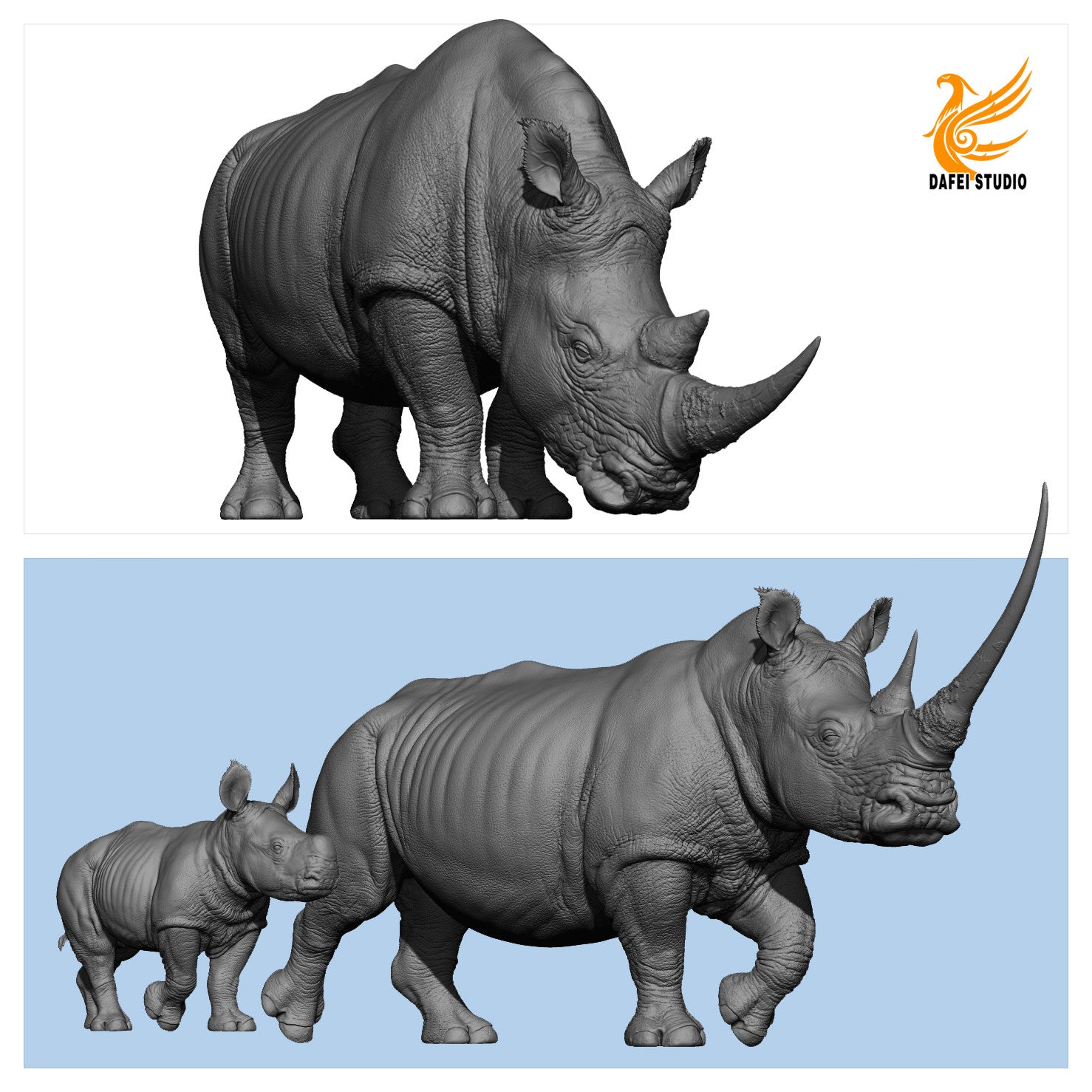 DAFEI White rhinoceros Model