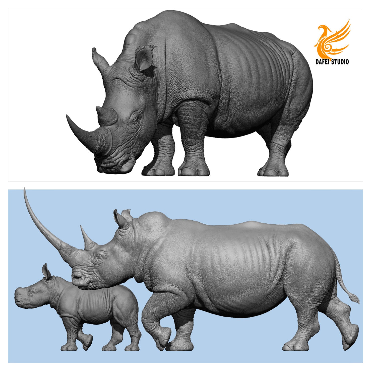 DAFEI White rhinoceros Model