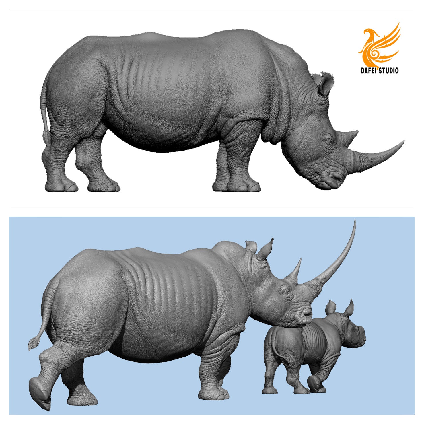 DAFEI White rhinoceros Model