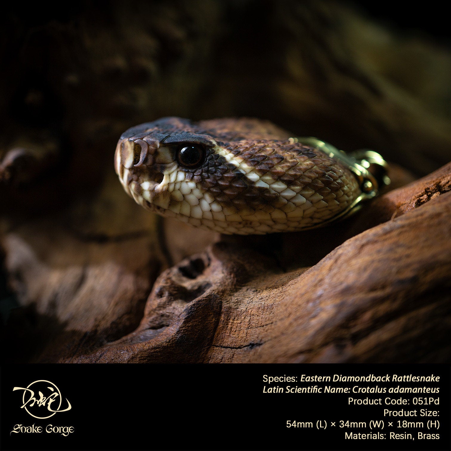 Snake Gorge Eastern diamondback rattlesnake Pendant Model