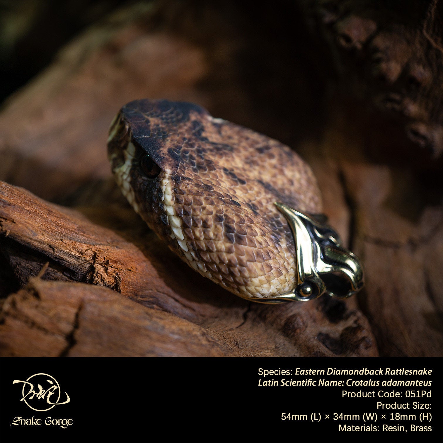 Snake Gorge Eastern diamondback rattlesnake Pendant Model