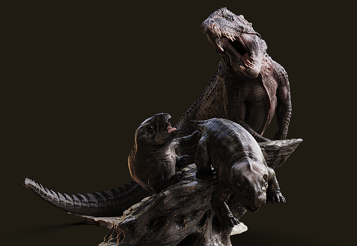 Gold Ankh Studio Postosuchus kirkpatricki Placerias Scene Model