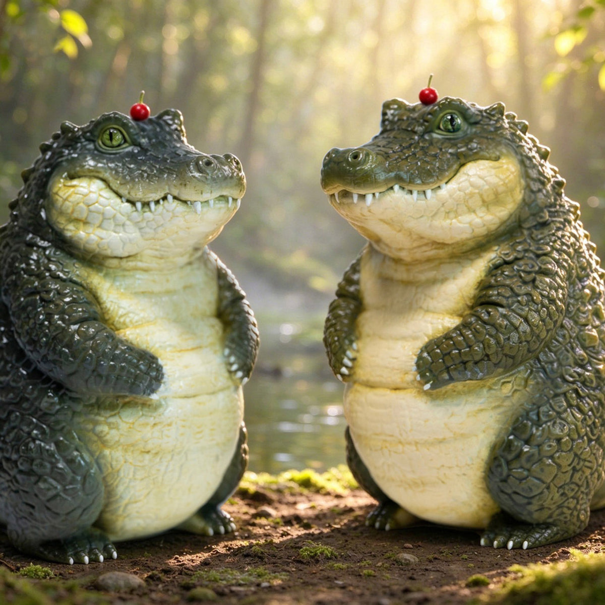 JXK Realistic Swamp Crocodile Resin Reptile Animal Statue
