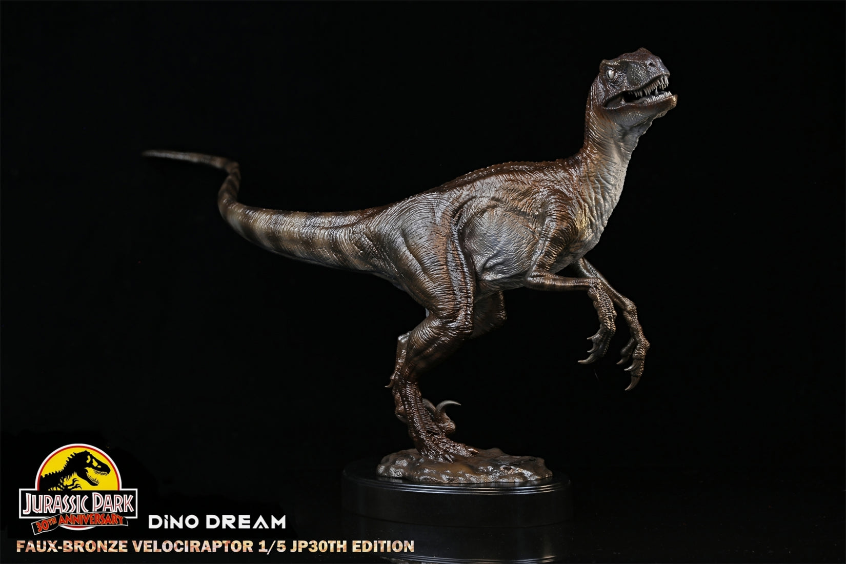 DINO DREAM FAUX-BRONZE VELOCIRAPTOR TREX STATUE