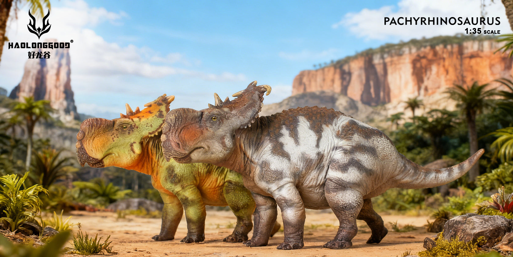 HAOLONGGOOD 1:35 Scale Pachyrhinosaurus Model