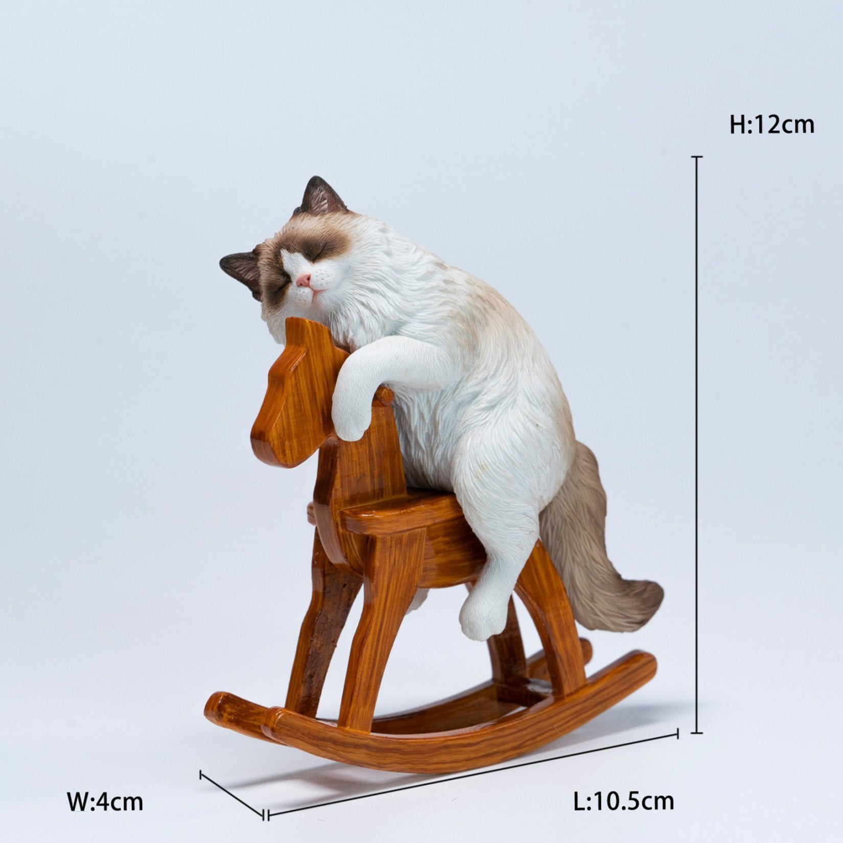 JXK Studio Wooden Horse Ragdoll Cat Figurine