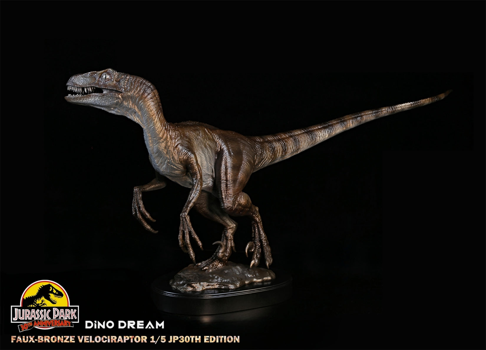 DINO DREAM FAUX-BRONZE VELOCIRAPTOR TREX STATUE