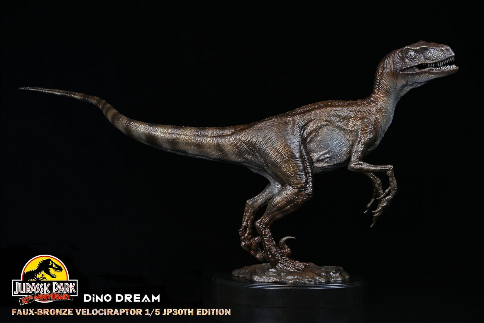 DINO DREAM FAUX-BRONZE VELOCIRAPTOR TREX STATUE