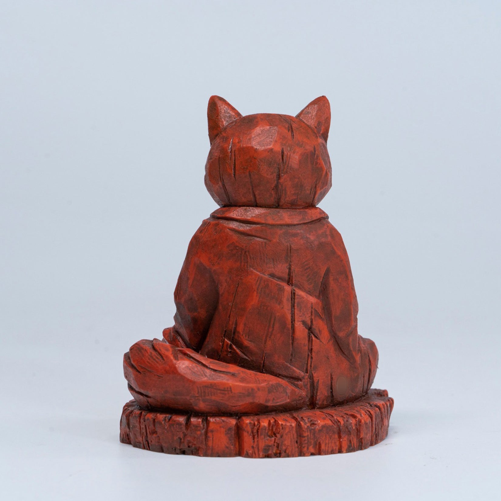 JXK Studio Wood‑Carved Zen Cat Figurine