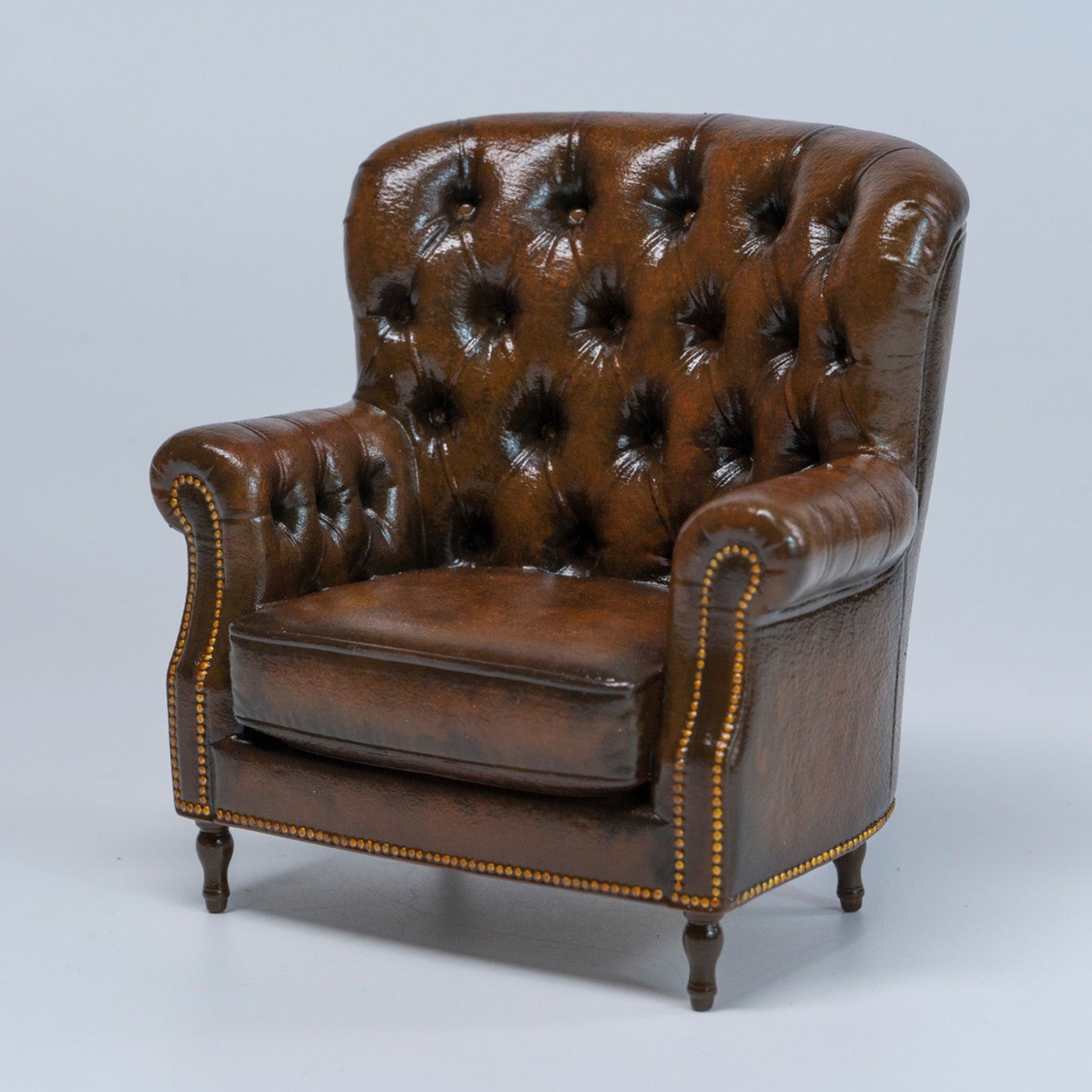 MMMTOYS Studio 1:12 Scale Brown British Vintage Sofa Figurine