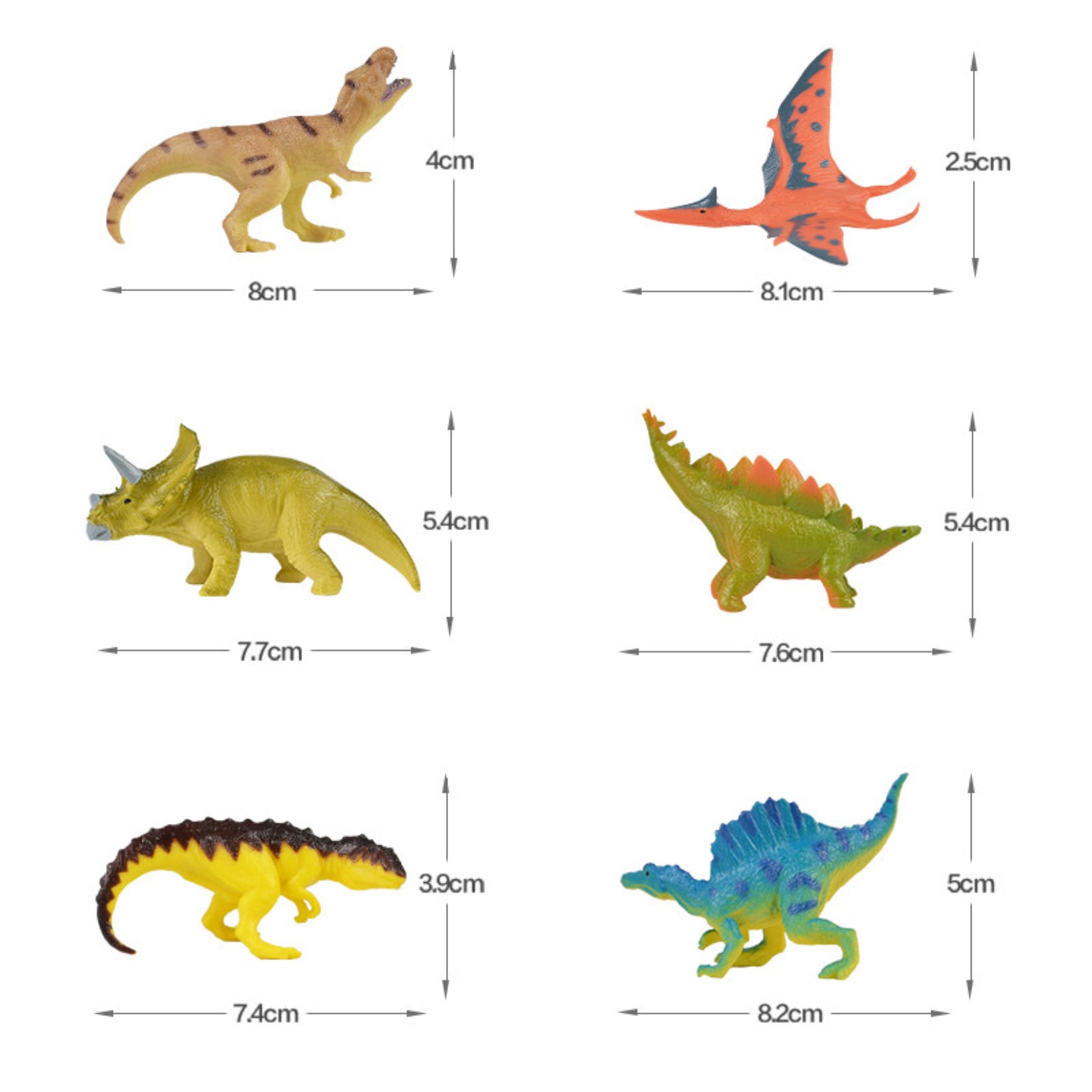RECUR 6Pcs Wildlife Mini Prehistoric Animal Set Model