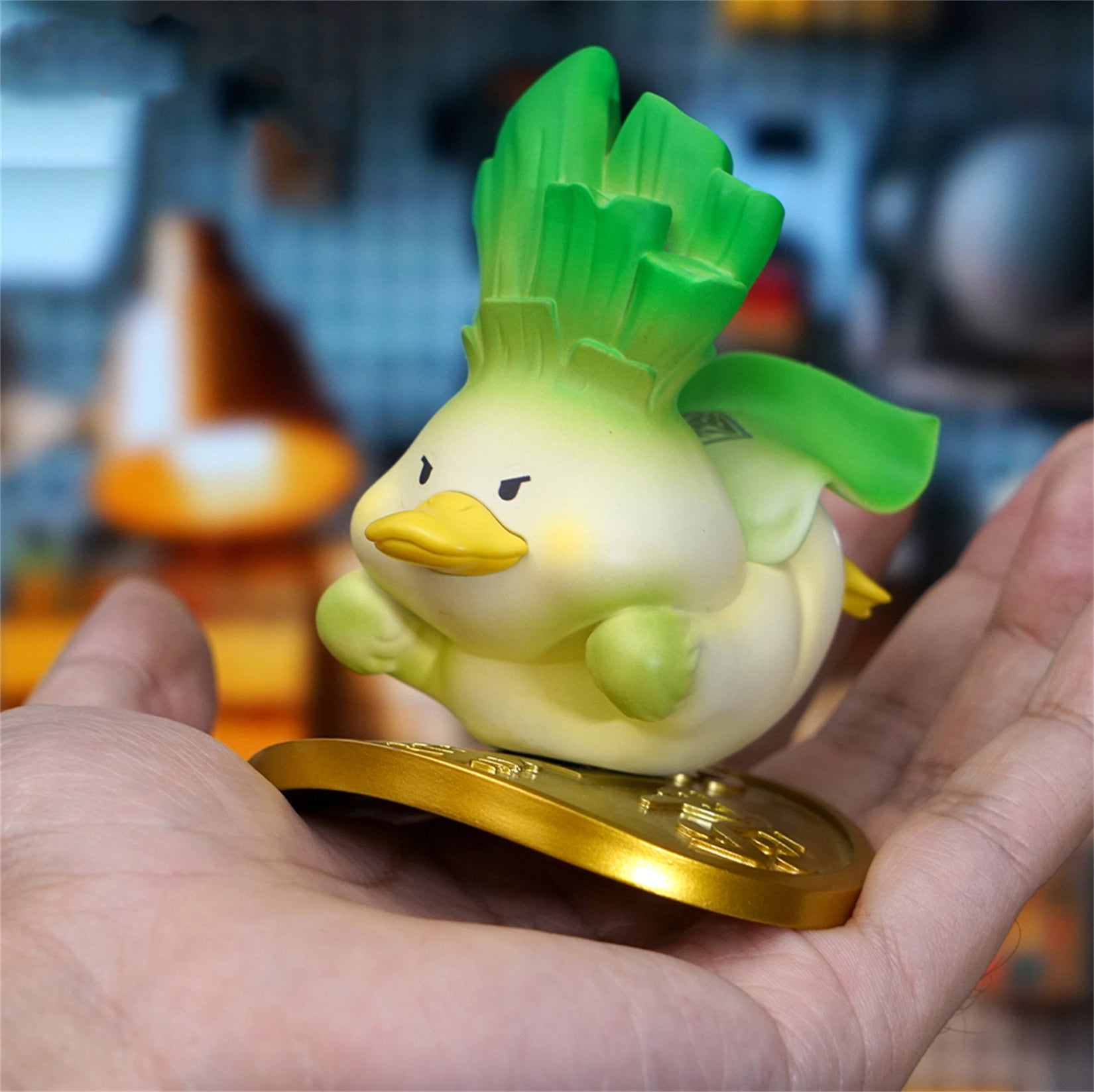 Figurine de canard porte-bonheur en résine