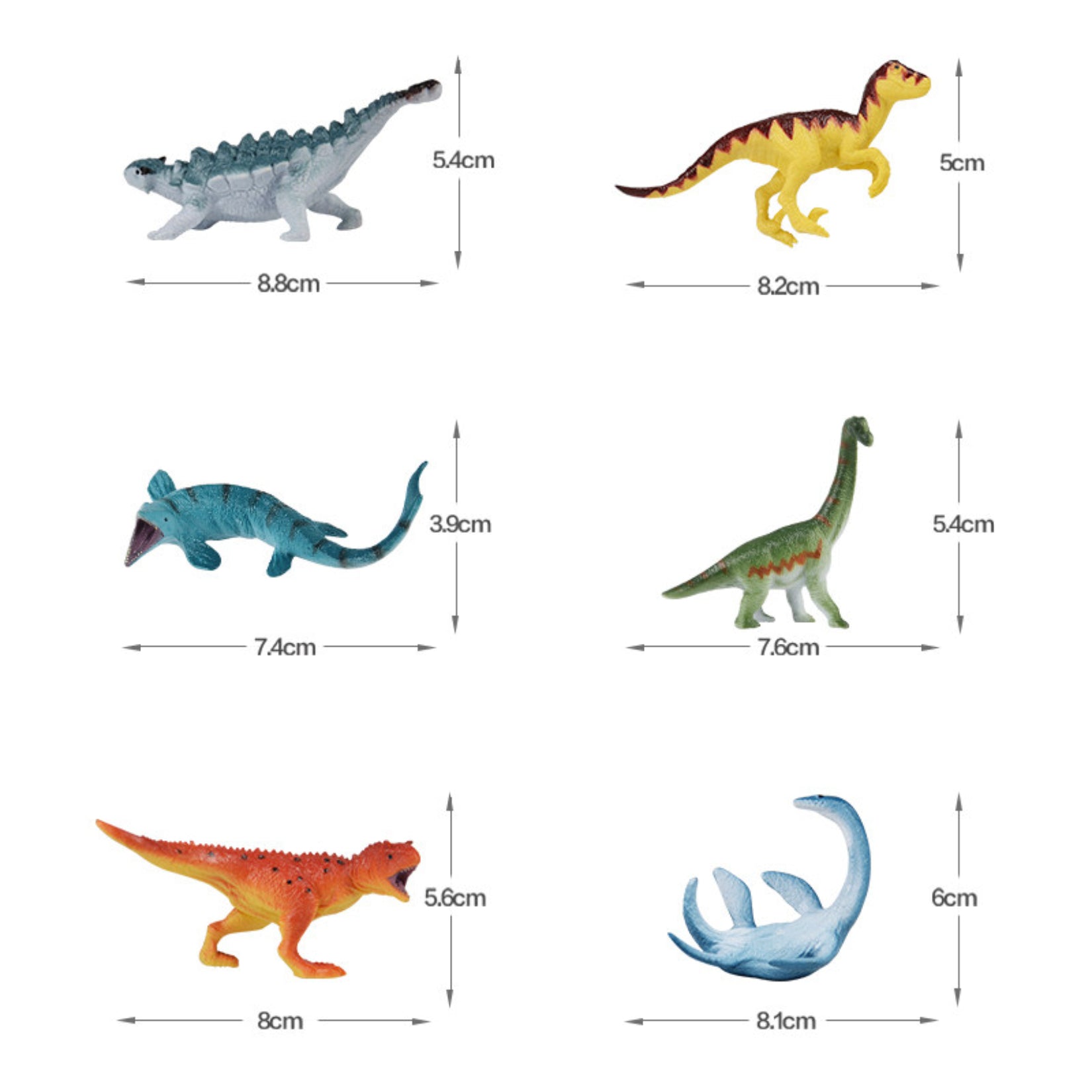 RECUR 6Pcs Wildlife Mini Prehistoric Animal Set Model