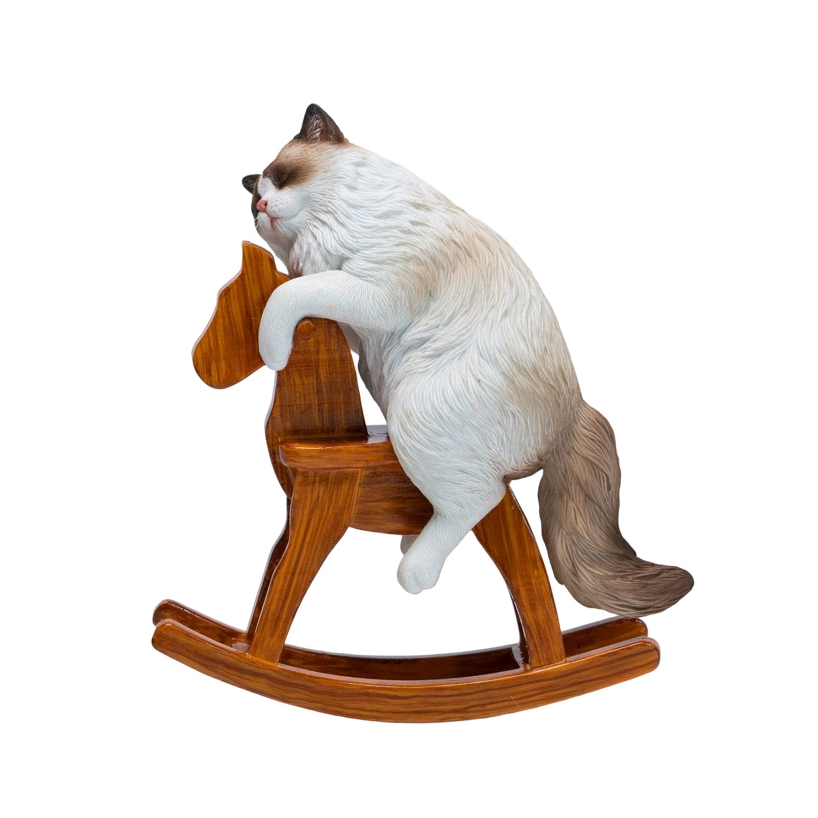 JXK Studio Wooden Horse Ragdoll Cat Figurine