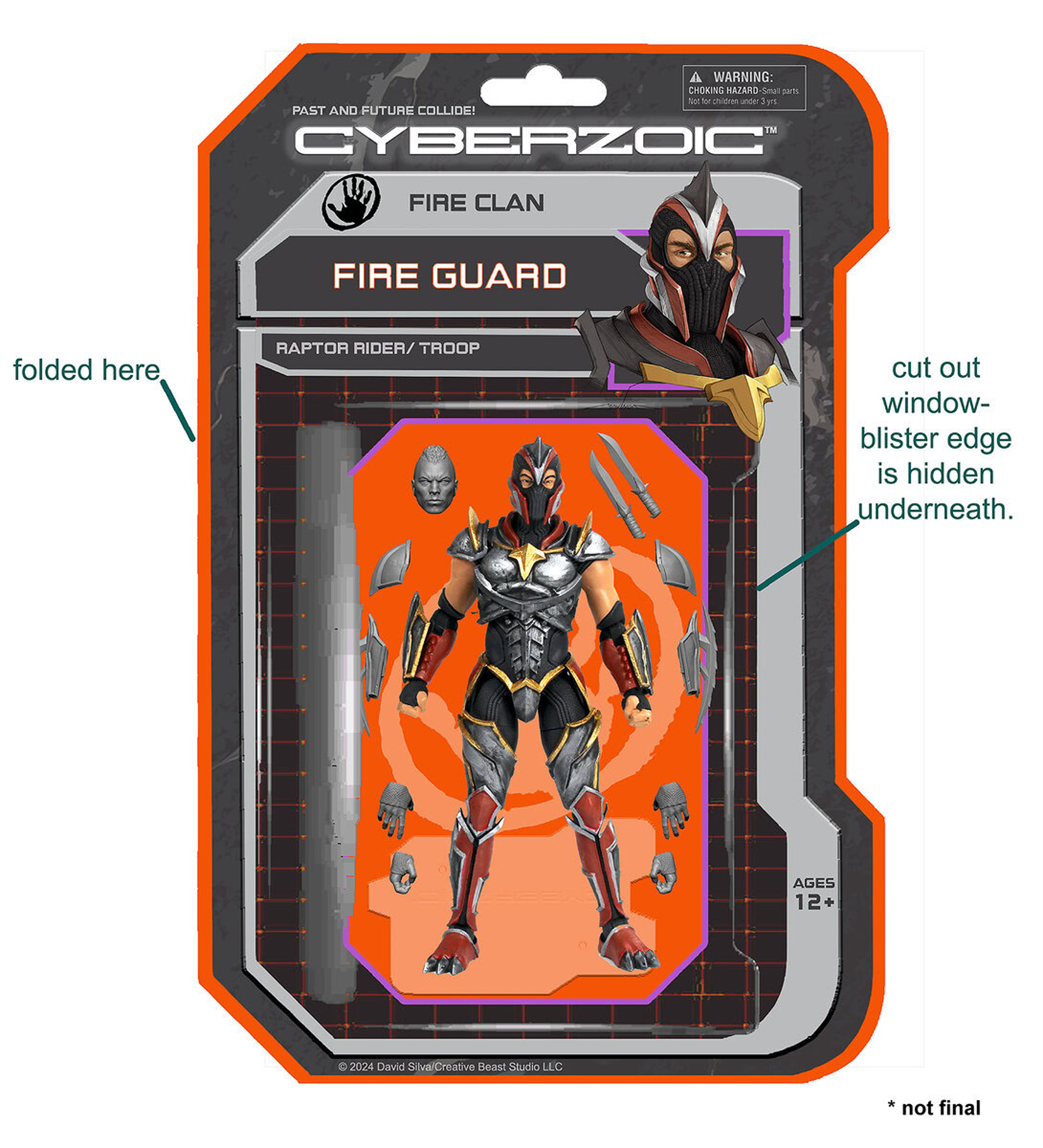 Beasts of the Mesozoic Fire Guard Trooper- Achillobator rider- Cyberzoic 1/18th scale action figure