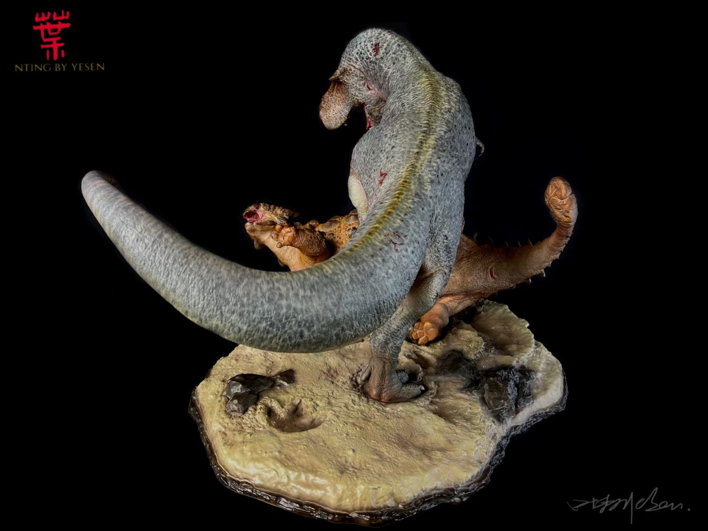 SHOWANNA 1:15 Scale Tyrannosaurus Rex VS Ankylosaurus SCENE STATUE