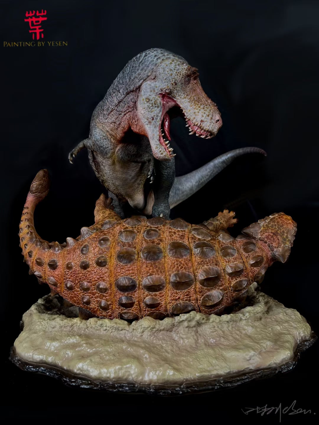 SHOWANNA 1:15 Scale Tyrannosaurus Rex VS Ankylosaurus SCENE STATUE