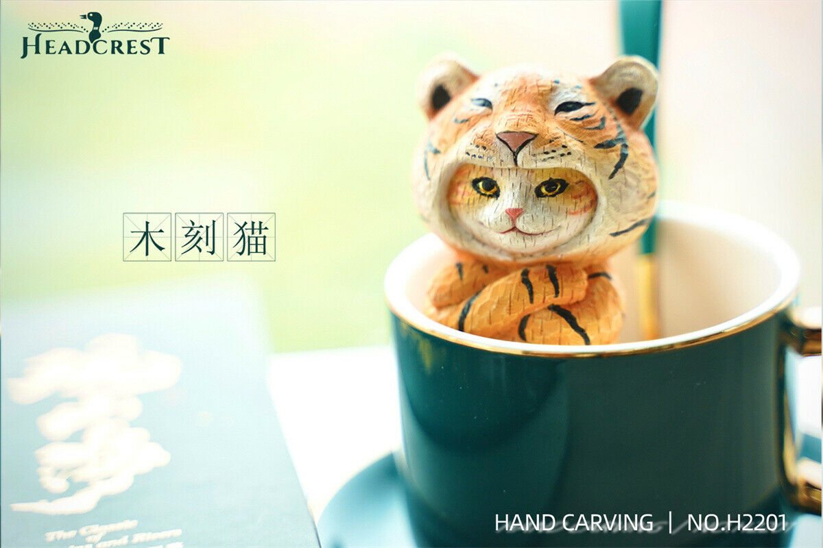 HEADCREST Woodcut Cat Model