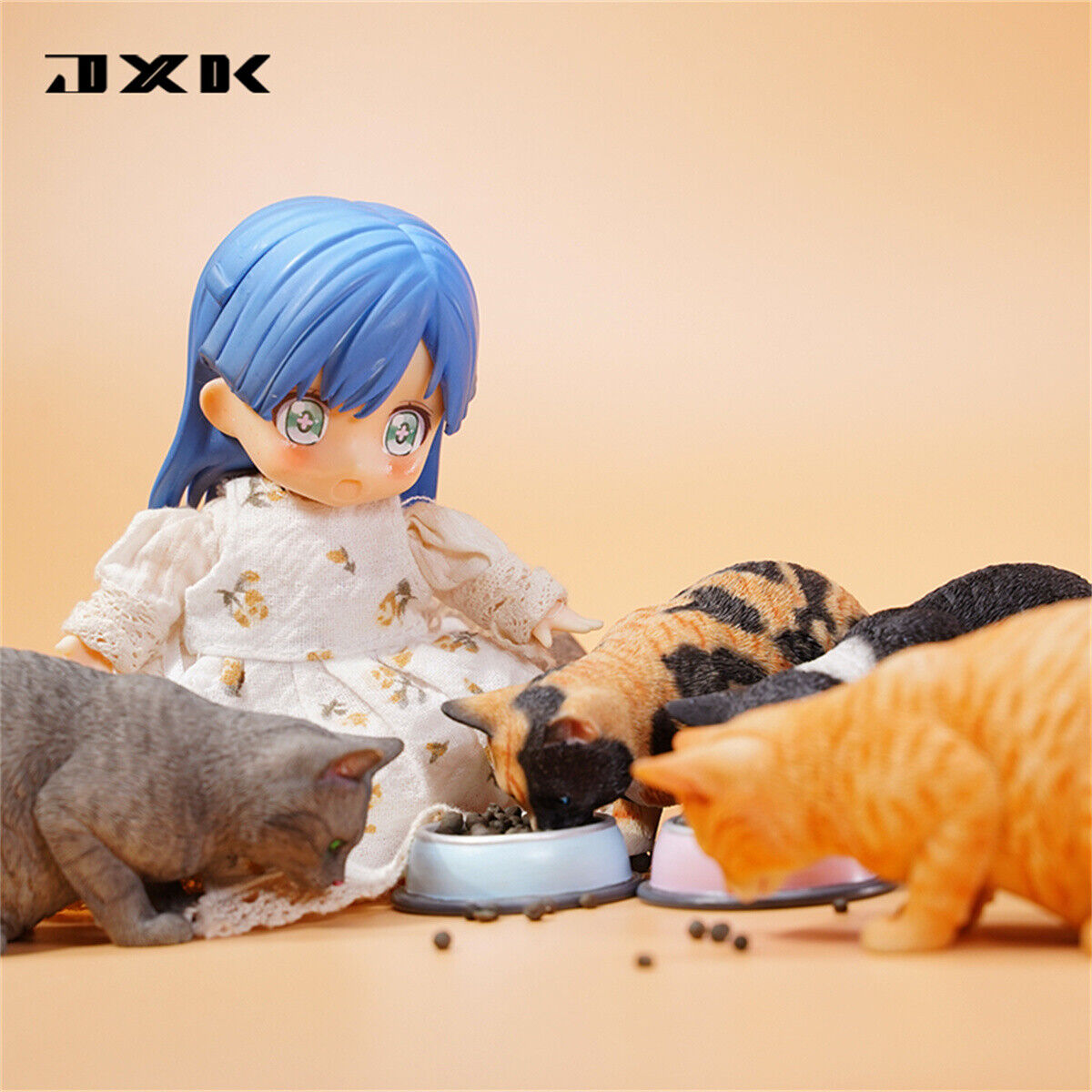 JXK 1/6 Cats That Eat Cat Food Model