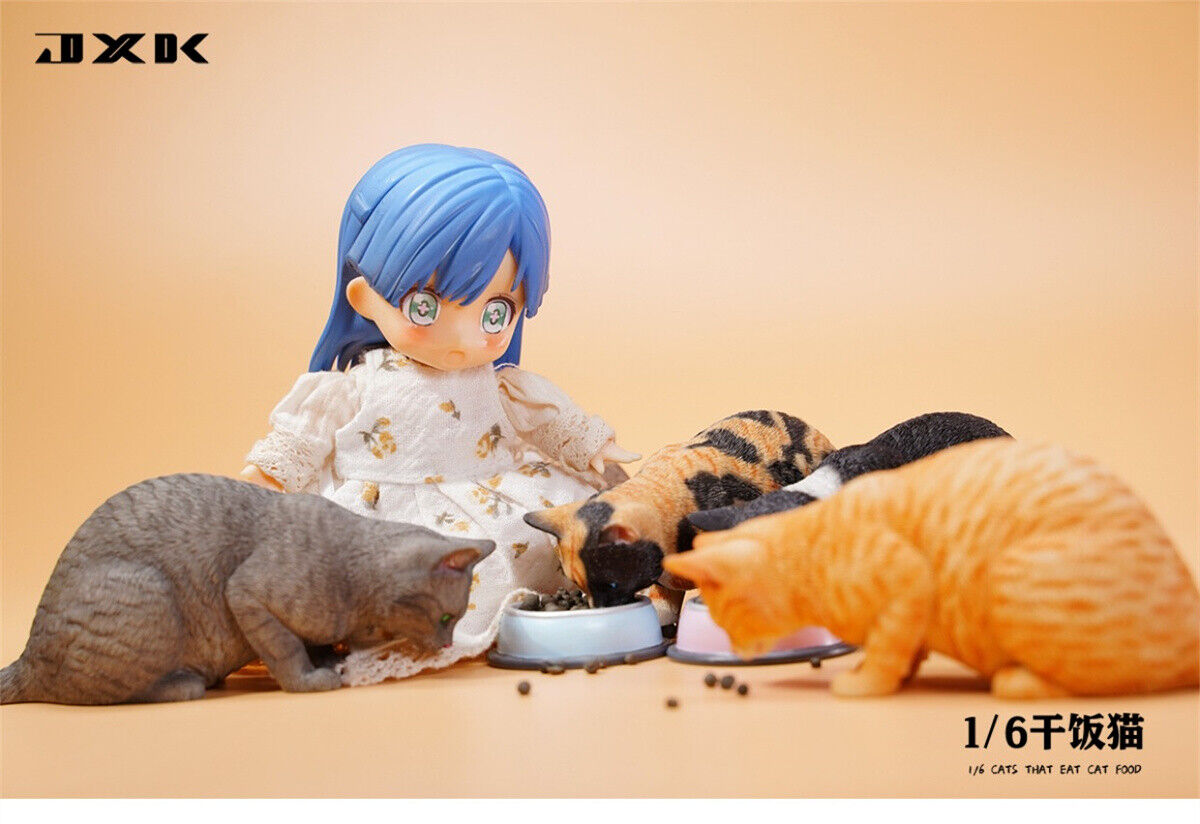 JXK 1/6 Cats That Eat Cat Food Model