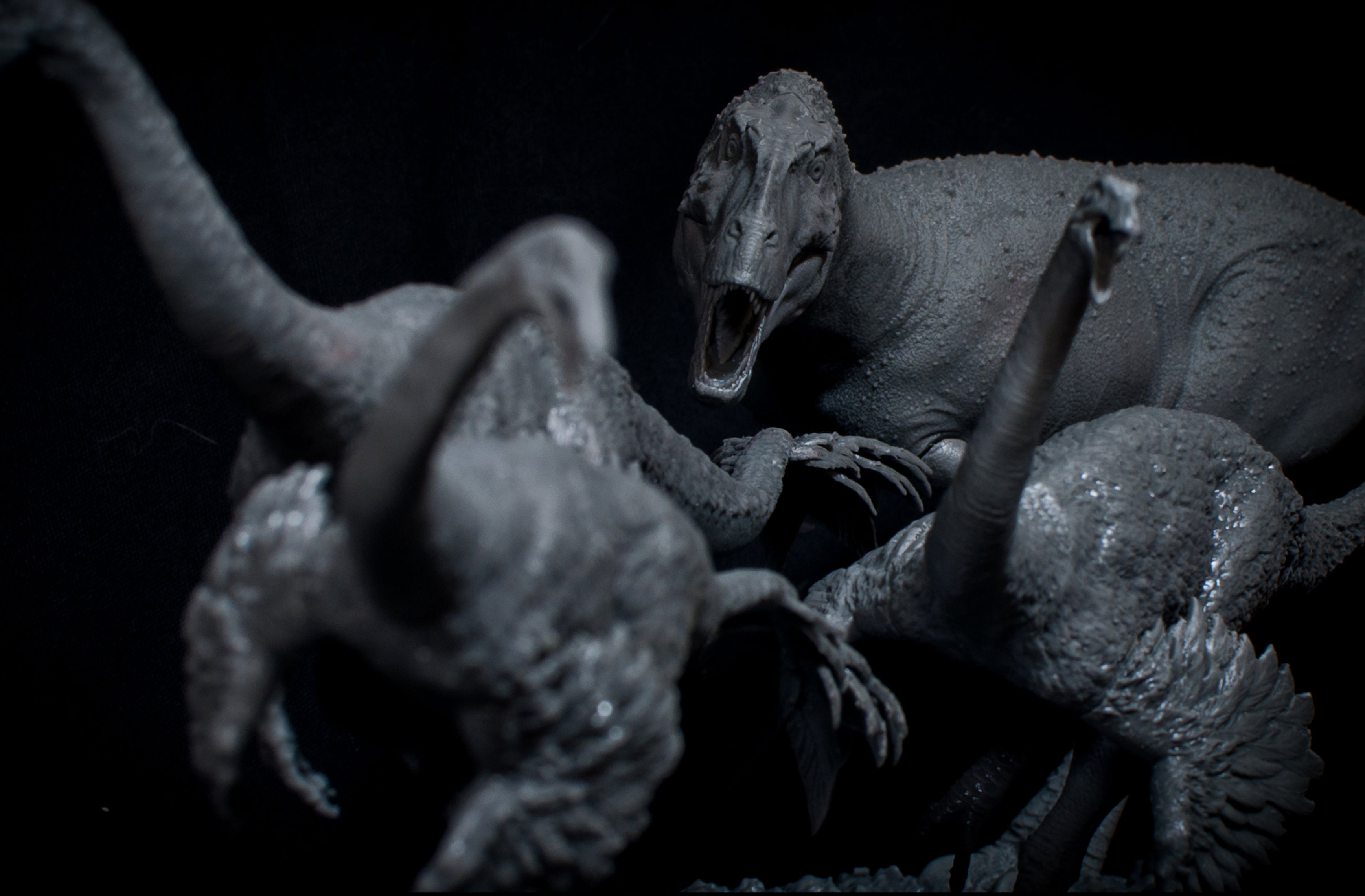 PASSION CHARGER Alioramus Hunt 3Pcs Gallimimus Scene Dinosaur GK Statue